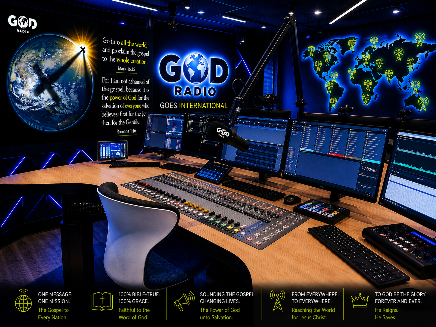 GOD Radio & JESUS Radio broadcast studio